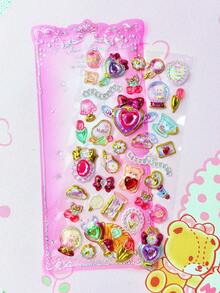 Sparkling Charm! 3D Heart-Shaped Crystal Stickers, Gold Foil Princess Style 3D Stickers Suitable For DIY Planner, Album, Phone Case, Great Gift For Girls And Teenagers. Home Room Decor, Party Decoration, Birthday Gift, Various Holiday Gifts, Fashionable . - Multicolor - View 8