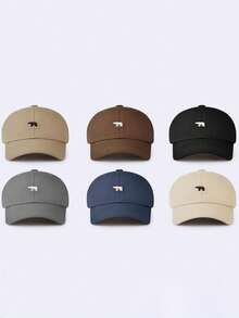 1PC Ladies Versatile Embroidered Baseball Cap, Adjustable Wide Brim Soft Top Bucket Hat, Ladies Bear Embroidered Ponytail Cap - A - View 7