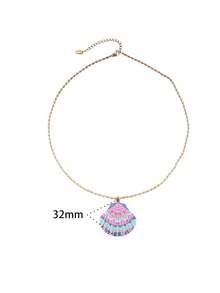1 chiếc vòng cổ vỏ sò nhiều màu sắc, vòng cổ vỏ sò in hình hoạt hình, phong cách nghỉ mát biển. - Nhiều màu - Xem 10