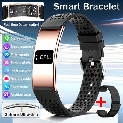 GUHUAVMI 2026新款通用智能手表，男女皆宜，2.8mm超薄弧形机身设计，全天候健康监测，来电提醒，女性生理周期监测，睡眠监测，运动追踪，100多种运动模式，IPX8级防水智能手环，生日礼物 - 情侣周年纪念礼物，健身爱好者的最佳礼物