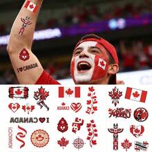 3pcs/Pack 2026 National Flag Temporary Tattoo Stickers, Waterproof Game Day Football Fan Makeup, Sports Party Decorations - Brown - View 5