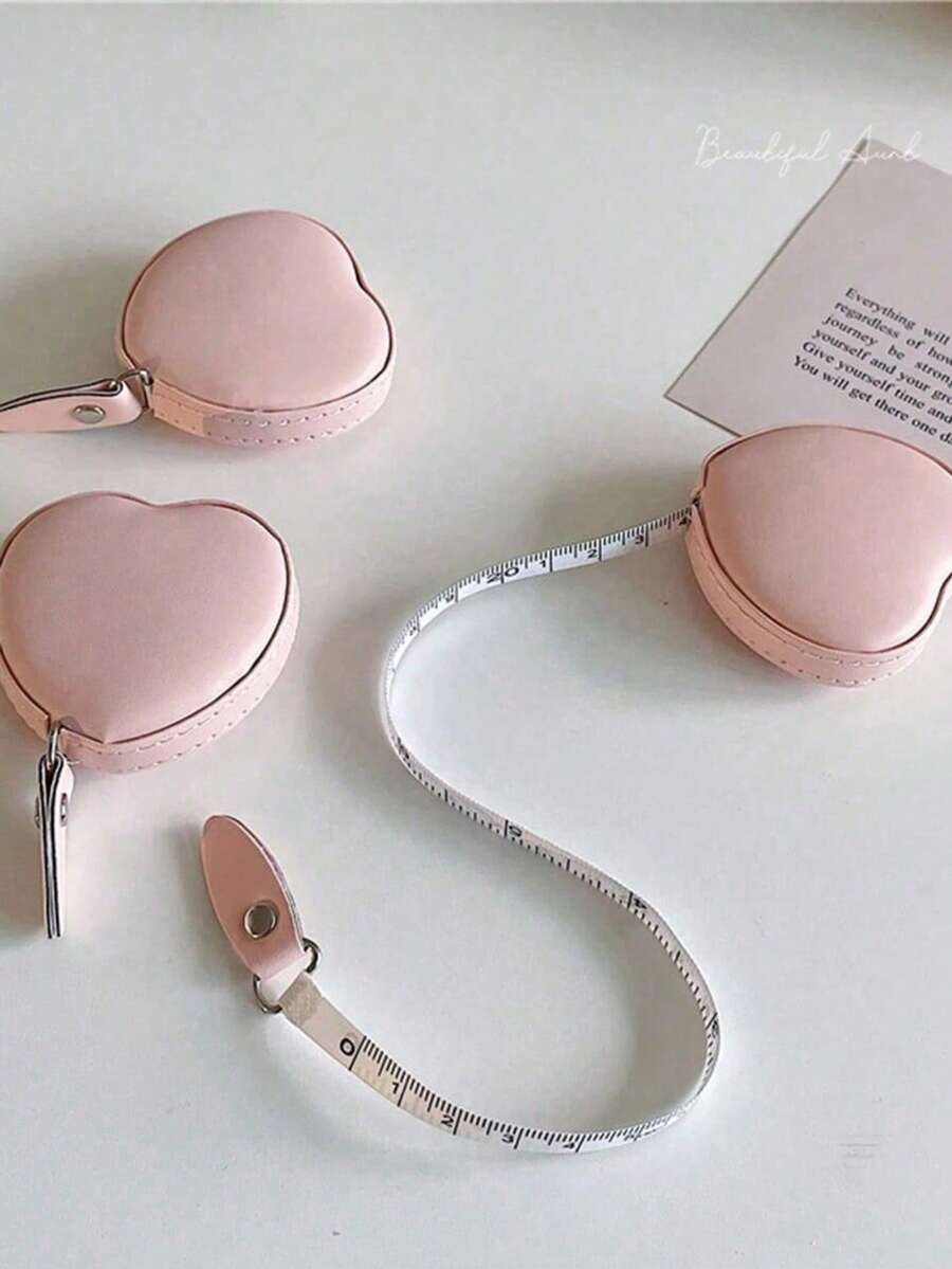 1pc Retractable Heart-Shaped Tape Measure, 1.5M/60in, Waist Circumference Measurement, Portable Household Use - A - View 1