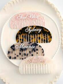 Personalized Wooden Comb,Custom Name/Text Engraving,Elegant Wedding Favor,Adorned With A White Bow,Custom Acrylic Design Hair Comb,Stylish Accessory,Ideal For Weddings, Parties, Hair Care, Party Favors, Bridesmaids, Birthdays, And Mother'S Day Gifts - Multicolor - View 8