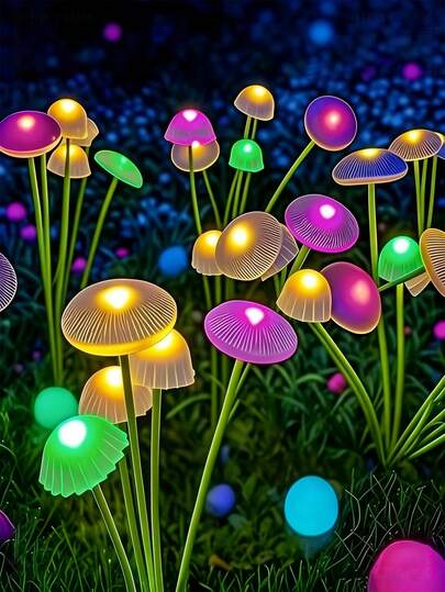 6-Head Solar Jellyfish/Mushroom Lights, Villa Garden Wedding Decor, Light Sensor, Auto On At Night, Create Atmosphere For Christmas/Thanksgiving/Halloween, Color/Warm White Options