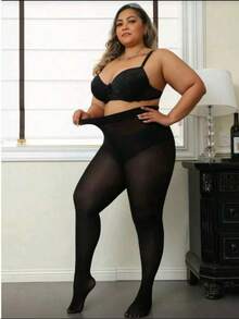 2 Pairs 80D Magic Stretch Plus Size Pantyhose, Thin Anti-Snag Sexy Leggings, Suitable For Up To 300lbs, Christmas - Multicolor - View 3