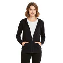 Women's Lightweight Cotton Hoodie Full Zip S-3XL With Pockets Hooded Sweatshirt Jacket Coat Solid Tops Regular & Plus Size Basic Layering Tops Warm Lightweight Cotton Zipper Hoodie Sweatshirt For Women Lady Sweatshirts Long Sleeve Outerwear For Spring Fall Winter Womenswear Activewear Streetwear - 黑色 - 查看 7