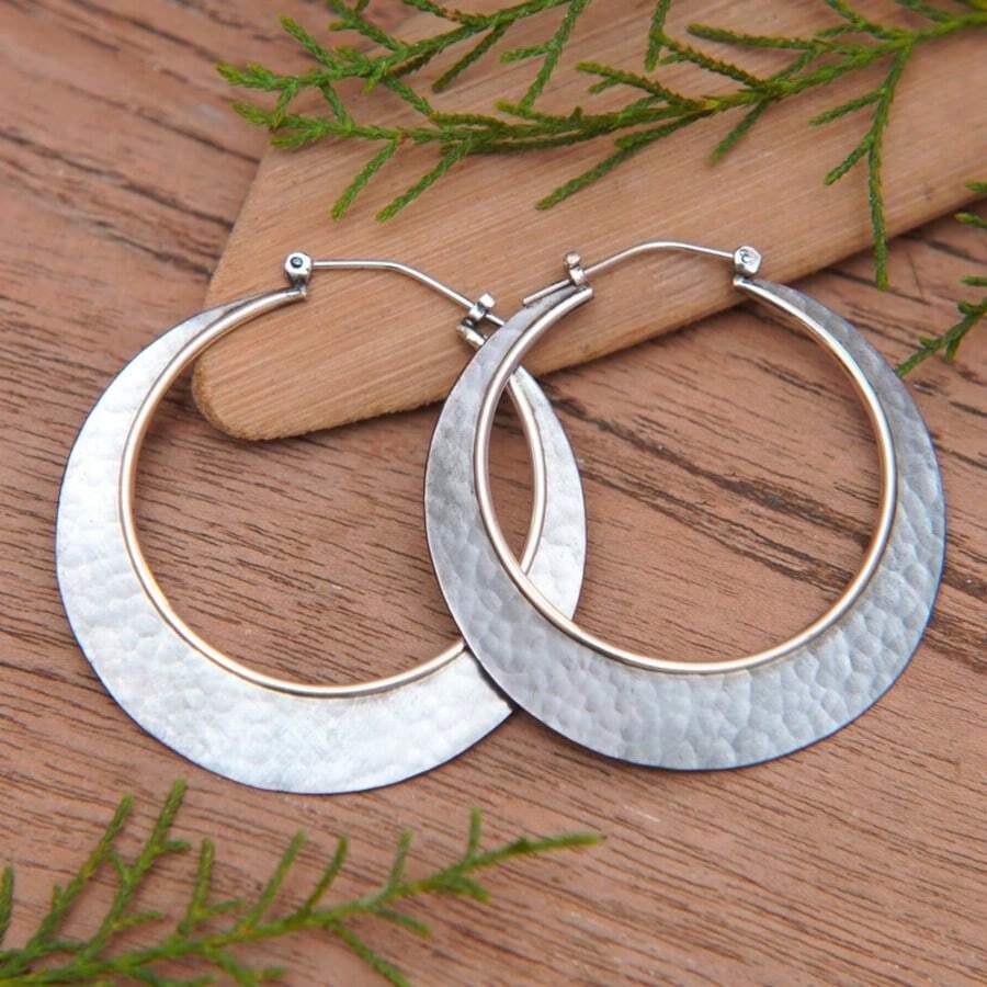 DIYCCPC Vintage Minimalist Round Copper Earrings, Classic Hoop Earrings, Exquisite Accessory For Daily Gatherings - Silver - View 1