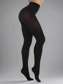1 Piece Women's 80 Den Soft Opaque Tights, Cozy - màu đen - Xem 1