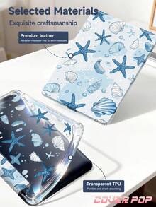 Starfish And Shells Pattern Tablet Case Compatible With IPad Air 11-Inch M3 2025 / M2 2024, Air 5th Generation 2022 , (A16) 11 Inch 11th Generation 2025,Compatible With Samsung Galaxy Tab,Kindle Paperwhite 12th Gen 2024, Clear Back ,Fashion Pattern Protective Case,Autlueomatic Sleep And Wake-Up Function, Airbag Protection, Suitable For Gifts And Office Use - Multicolor - View 9