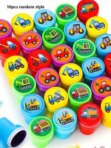 10/20pcs Car Themed Stamps, Including Garbage Truck Stamp, Self-Adhesive Construction Vehicle Stamps, And Plastic Ink Unloading Truck Stamps, Suitable For Birthday Gifts, Zoo, And Teachers - Multicolor - View 12