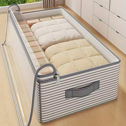 Large Storage Organizer Bag - Made Of Durable Non-Woven Fabric With Transparent Window, Multi-Layer Clothing Storage Box, Suitable For Wardrobe, Bed Bottom, Travel, Space-Saving Vertical Storage, Suitable For Women's Fashion, Bedroom, Home, Elegant Modern Design, Clothing Storage And Organization Box