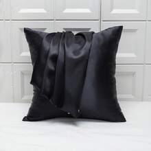 Vỏ gối satin mềm mại và mịn màng với khóa kéo, kích thước 45 * 45 inch, vỏ gối trang trí bằng lụa, vỏ gối thiết yếu - trắng - Xem 5