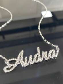 1 chiếc vòng cổ tên đính kim cương lấp lánh tùy chỉnh, chất liệu thép không gỉ, kiểu dáng thời trang xuân/hè, unisex, phong cách tối giản, món quà hoàn hảo cho bạn gái, mẹ và bạn bè. - Nhiều màu - Xem 2