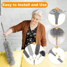 Extendable Duster, Super Microfiber Extendable Duster With Flexible Brush Head - Reusable, Washable Dusting Tool, Duster Brush, Bendable Duster Brush, Reusable, Washable Ceiling Fan Duster, No Battery Needed, Suitable For High Ceilings, Furniture, Cars, Cleaning Supplies, Living Room, Bedroom, Kitchen, Car Cleaning, Cleaning Tools - Multicolor - View 5