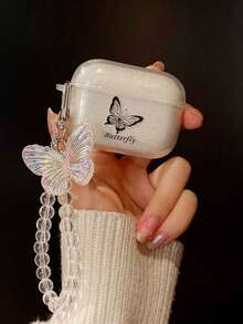 1 con bướm lấp lánh trong suốt + dây đeo hình bướm, tương thích với ốp tai nghe không dây Bluetooth Apple Pro 2/Pro thế hệ 1/2/3, ốp mềm sáng tạo cho thế hệ thứ 4. - Nhiều màu - View 12