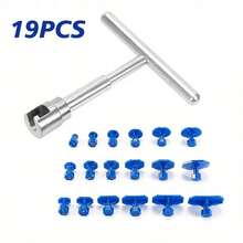 19pcs Car Dent Repair Tool Kit (18 Plastic Puller Tabs + 1 T-Handle), T-Handle Dent Puller, Universal Auto Parts, Car Body Paintless Dent Repair Puller Set, Manual Tool Kit - Car Repair Tools - View 1