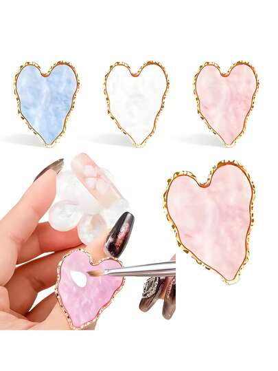 Bảng màu vẽ móng nghệ thuật hình lá trái tim không đều bằng nhựa Ins, bảng màu đá mã não. Thích hợp cho thợ làm móng tại salon làm đẹp. Một lựa chọn tuyệt vời cho quà tặng Ngày của Mẹ, Lễ Phục Sinh hoặc World Cup 2026.