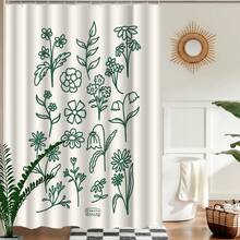 1pc Floral Pattern Art Spring Style Shower Curtain, Modern Painting-Style Design, Unique Home Gift, Gift For Friends, Machine Washable, All-Season Use, Bathroom Decor - Multicolor - View 3