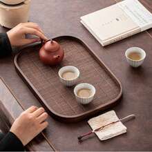 1个竹制托盘、水果托盘、木制甜点托盘、木制咖啡牛奶小吃托盘、蛋糕托盘、奶酪托盘、木制茶托盘、面包托盘、早餐托盘 - 紫紅色 - 查看 3