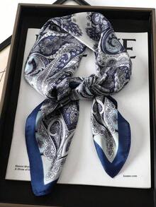 1pc Women's Elegant Paisley Print Scarf,  Satin Bandana Headscarf Shawl, Bohemian Style Suitable For Everyday Wear - 燕麥色 - 查看 3