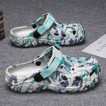 Dép xăng đan nam thoáng khí, nhẹ, chống trơn trượt, họa tiết rằn ri, thích hợp đi biển. - màu xám xanh - Xem 13