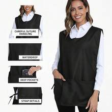Unisex Cobbler Apron With 3 Pockets Vest Black Apron With Storage Pockets, Tie-Back Apron RGSK - 1 Pack - Black - View 3