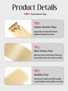 SUYYA 16 Inch 80g Human Hair Extensions, Blonde Bleached Real Human Hair, Women's Natural Hair Tapered Ends Hair Extensions - S613 - View 3