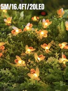 1 Stück 20/50/100 LED Solar Bienen Lichterkette - 8 Beleuchtungsmodi, IP65 wasserdicht Lichterkette, intelligente Lichtsensorik, ohne Stromkosten, geeignet für Hof, Veranda, Zaun, Baum, Pavillon, Blumengarten, Party, Hochzeit, Familie, Geburtstag, Ostern, Feiertags-Dekoration, versiegeltes Design, warmweißes Licht, Muttertagsgeschenk - Bienenlampe - Übersicht 12