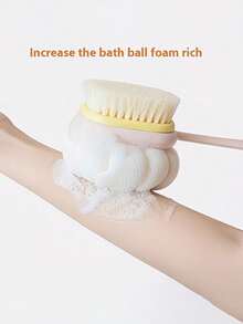 2-In-1 Bath Body Brush With Curved Long Handle, Massage Bristles, Soft Bath Sponge And Mesh Sponge, For Skin Exfoliation, Unisex Bath Brush And Loofah Set - Multicolor - View 6