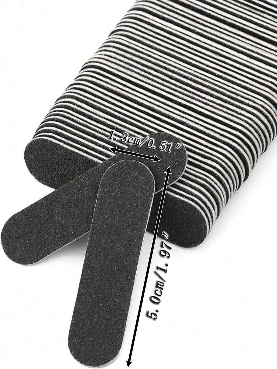 10/100 chiếc dũa móng tay mini màu đen dùng một lần - Dũa móng tay hai mặt có giấy nhám dùng cho làm móng tay và móng chân. - màu đen - Xem 1