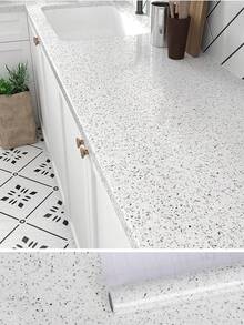 1 Roll Self-Adhesive White Granite Wallpaper, 15.7inX39.3/118.1/196.8in, Waterproof Removable Marble Gloss Vinyl Contact Paper, Suitable For Kitchen, Bathroom, Cabinet, Countertop, Tabletop, Drawer Lining, Decoration - Multicolor - View 13