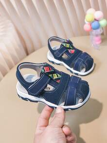Jungen Klettverschluss Sandalen, weiche rutschfeste Strandschuhe mit Zehenkappe, leicht an- und ausziehbar, florales Gewebe Dekor, vielseitige Lässig Kindersandalen - marineblau - Übersicht 18