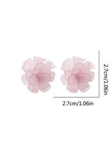 1 Đôi bông tai hình hoa màu hồng, thích hợp cho nữ giới đeo hàng ngày, thiết kế cánh hoa thời trang. - Hồng - Xem 4
