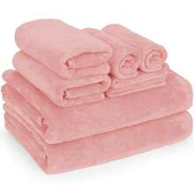 8 Piezas Juego de Toallas de Baño Toallas de Baño Super Absorbente y Secado Rápido Lavable a Máquina Set de Toallas de Baño para Hogar Gimnasio Hotel Spa Playa Piscina Salones de Belleza Rosa - Rosa - Ver 7