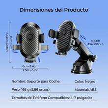 REMAX Soporte de teléfono para coche con ventosa, soporte montado en el salpicadero, bloqueo de un solo clic, rotación de 360°, ajustable, no obstructivo, apto para teléfonos de 4-7 pulgadas, accesorio de viaje para automóvil, esencial automotriz - Negro - Ver 11