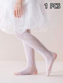 3/2/1 件装儿童白色蝴蝶结提花网眼打底裤，完美搭配连衣裙和皮鞋。百搭修身打底裤，柔软亲肤。新款春夏女童打底裤，毕业季送礼佳品。 - 彩色 - 查看 16
