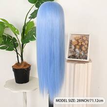 13x4 Free Part Mint Green Long Straight Lace Front Wigs Glueless Long Silky Straight Wigs Pre Plucked HD Lace 180% Density Light Green Wig Soft Free Part Wear And Go Lace Front Wigs For Fashion Women Party & Daily Wear 26 Inch - 藍色 - 查看 8