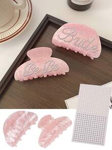 Set de 2 pinzas para el cabello con nombre personalizado, pinzas para el cabello con purpurina y rhinestones hechas a mano, regalo para damas de honor, accesorios para el cabello casuales de otoño e invierno para mujer para looks de vacaciones y de verano - Multicolor - Ver 14