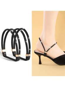 1Pair Women'S Shoelaces, Shiny High Heels Elastic Shoelaces- Adjustable And Detachable Adhesive Back Design, Non Slip And Stable, Without Battery, Suitable For Loose Shoes And High Heel Additions, Adjustable Rhinestone Laces, Compatible With High Heels And Sandals - Multicolor - View 15