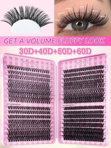 640pcs D-Curl Synthetic Eyelash Set, Includes 30D+40D+50D+60D/50D+60D+80D+100D/- Handmade, High-Quality D-Curl Synthetic Eyelashes, Natural Curl, Customizable Eyelash Set - Reusable, Lightweight And Easy To Use, Eyelash Extension, Natural Lashes, Large Eyelash Extension, Eyelash Set - View 11