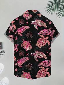 Sea Turtles Swimming Peacefully Among Coral And Shells Symbolize Harmony And Endurance Of Ocean Life 3D Print Short Sleeve Casual Button Up Shirt For Men Beach Summer Style - trắng - Xem 2