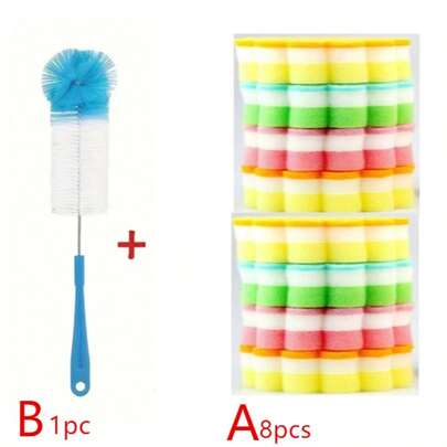 High Quality Cleaning Brush, Colorful 3-Layer Sunflower Cleaning Sponge Cloth, 360° Rotating Long Handle Bottle Brush, Stain Remover Brush, No Dead Angle, Nipple Brush, Crevice Brush, Multi-Functional Kitchen Cleaning Brush, Suitable For Water Bottles, Tea Cups, Crevices, Cleaning Supplies, Cleaning Tools, Ideal For Household Kitchen Cleaning, No Power Required