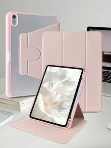Ốp lưng máy tính bảng gấp ba 360° bằng acrylic màu hồng, tương thích với iPad Mini 6/Mini 7/Air/Air 2/9.7/10.2/10.5/Air 4/Air 5/10.9/Pro 11"/Air 11"(M2) 2024/Thế hệ thứ 10/12.9"/ Air 13"(M3 2025)/ Air 11-Inch (M3) 2025/ (A16) 11 Inch Thế hệ thứ 11 2025, mặt lưng acrylic chống trầy xước, chống cong vênh, khe cắm bút cảm ứng tích hợp, chân đế xoay 360°, tự động ngủ/thức, ốp lưng máy tính bảng gấp ba kiểu tối giản/cổ điển/doanh nhân. - Hồng - Xem 5