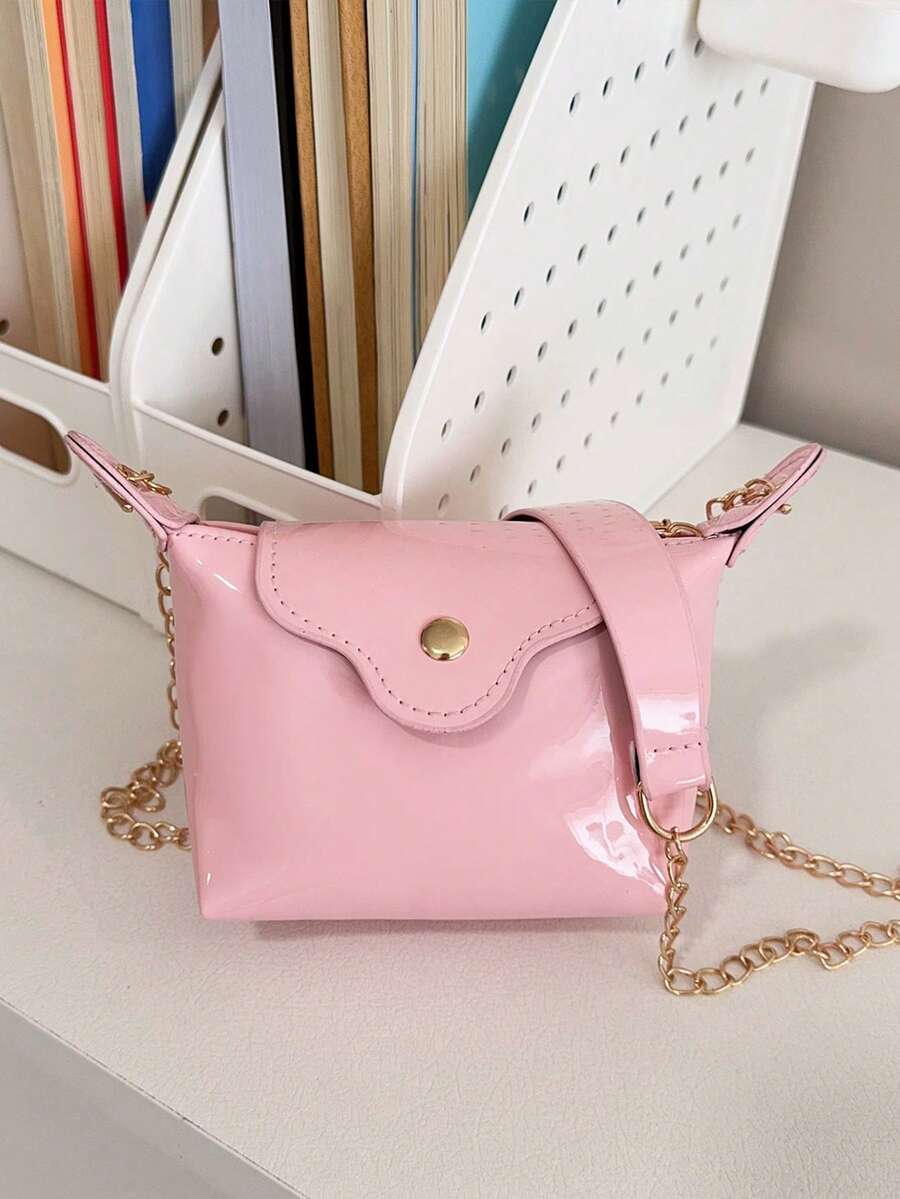 Minimalist Stylish Versatile PU Shoulder Crossbody Small Bag, Niche Lightweight Mini Phone Bag Handbag - Pink - View 1