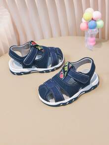 Jungen Klettverschluss Sandalen, weiche rutschfeste Strandschuhe mit Zehenkappe, leicht an- und ausziehbar, florales Gewebe Dekor, vielseitige Lässig Kindersandalen - marineblau - Übersicht 7