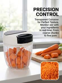 1 Multi-Functional Manual Pull-Type Vegetable Chopper And Garlic Crusher, Durable ABS, Kitchen Gadget, Easily Chops And Grinds, No Electricity Required - Black and White - View 5