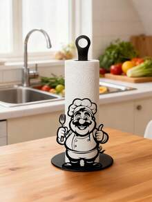 Porte-boîte de mouchoirs en fer noir, design de chef amusant, sans installation requise, convient pour la table à manger, la chambre, la décoration rustique de la maison, durable - Noir - Voir 5