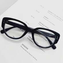 1pc New Fashion Cat Eye Retro Black Frame Slimming Glasses, Gift For Christmas And Valentine's Day - Black - View 5
