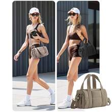 1个迷你6升绗缝斜挎单肩健身包，女士小巧可拆卸肩带，蓬松旅行包，适合健身 - 彩色 - 查看 2