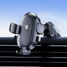 REMAX 吸盘式车载手机支架，仪表盘安装支架，一键锁定，360°旋转，可调节，不妨碍视线，适用于4-7英寸手机，旅行车载配件，汽车必备 - 黑色 - 查看 2